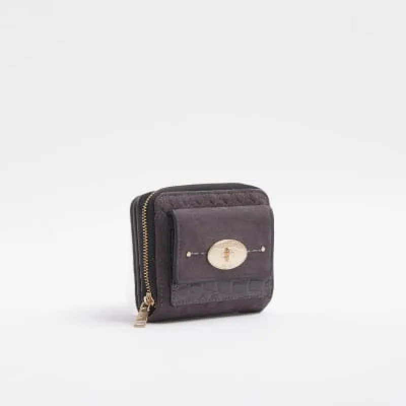 Grey suedette purse sold by River Island