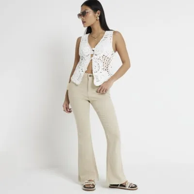 Petite Beige High Waisted Flared Jeans sold by River Island