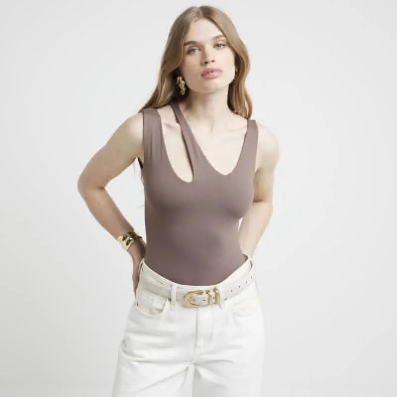 Brown Cut out bodysuit sold by River Island