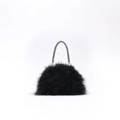 Black Feather Clip Top Cross Body Bag sold by River Island