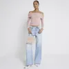 Pink Mesh Bardot Long Sleeve Top sold by River Island