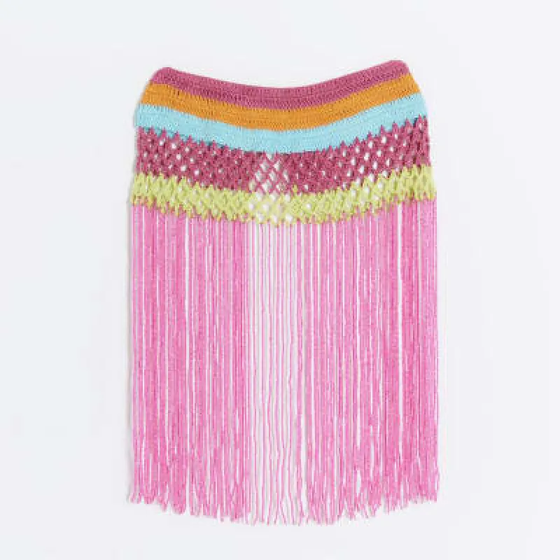 Pink beaded fringe necklace sold by River Island