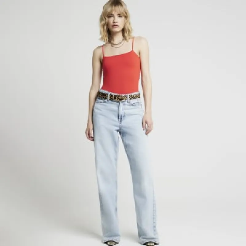 Red Square Neck Bodysuit sold by River Island