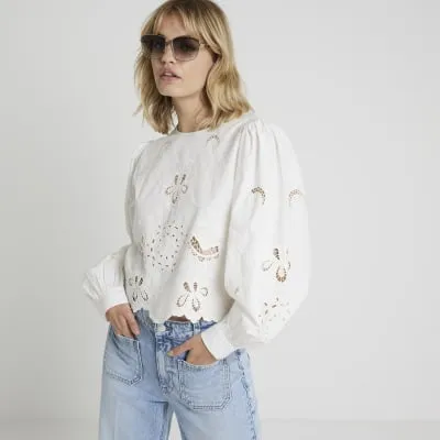 White floral broderie blouse sold by River Island