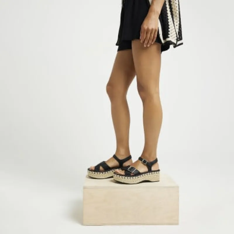 Black Espadrille Wedge sandals sold by River Island