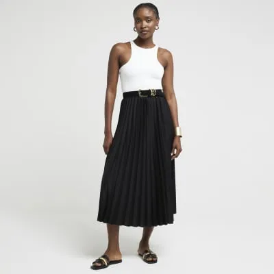 Black pleated midi skirt sold by River Island