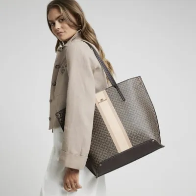 Brown RI monogram shopper bag sold by River Island