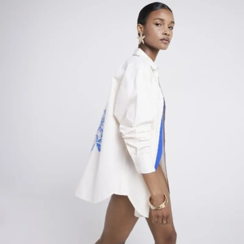 Pink embroidered back shirt sold by River Island