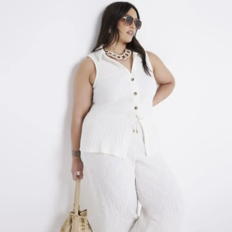 Plus Cream textured shirt made by River Island