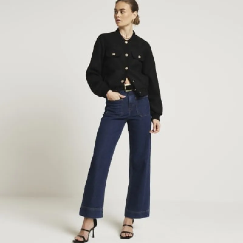 Blue high waisted crop wide fit jeans made by River Island