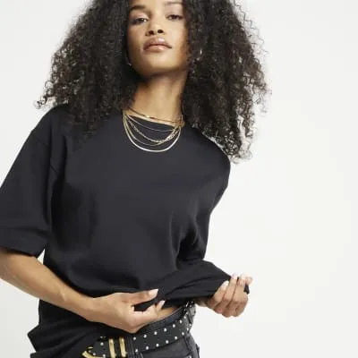 Black oversized plain t-shirt sold by River Island