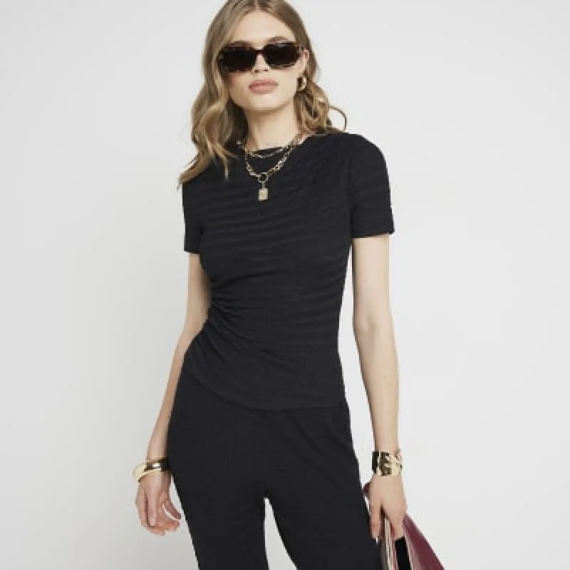 Black textured t-shirt sold by River Island