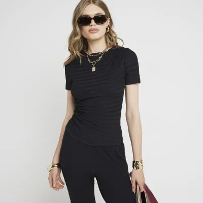 Black textured t-shirt sold by River Island