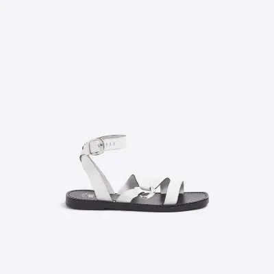 White leather hardware gladiator sandals sold by River Island