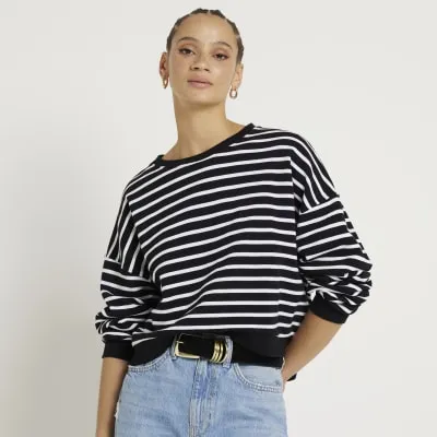 Black stripe crop sweatshirt sold by River Island