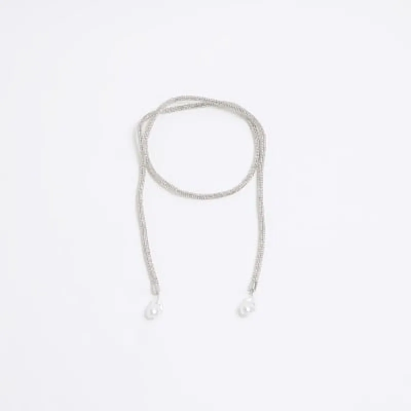 Silver Pearl Wrap Necklace sold by River Island