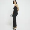 Black knitted glitter bandeau maxi dress sold by River Island