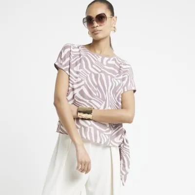 Brown animal print tie side t-shirt sold by River Island