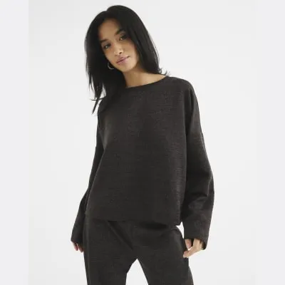 Petite Brown Glitter Long Sleeve T-Shirt sold by River Island