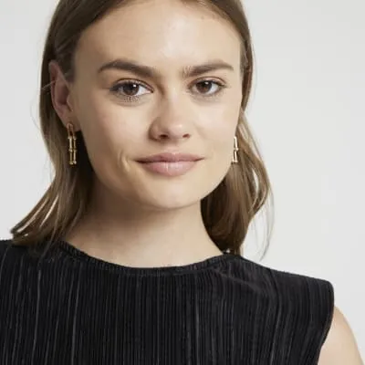 Gold chain link earrings sold by River Island