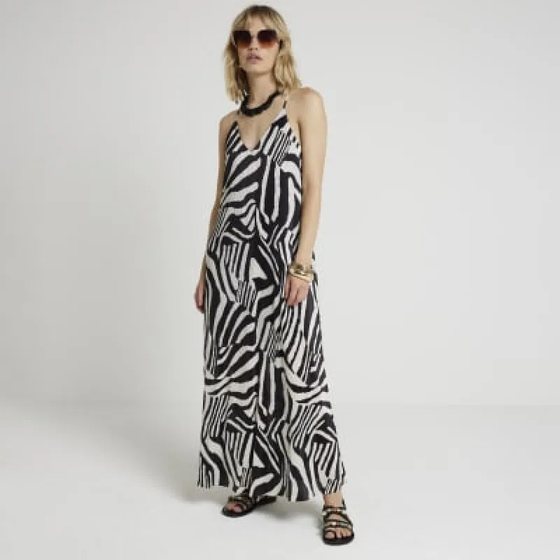 Black zebra print maxi dress sold by River Island