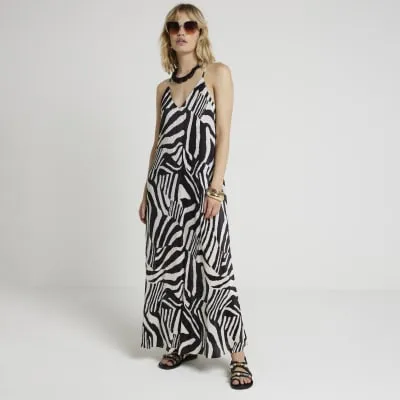 Black zebra print maxi dress sold by River Island