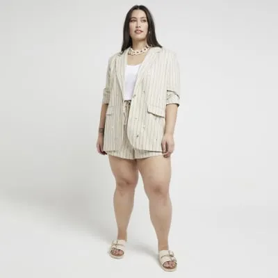 Plus cream stripe embellished blazer sold by River Island