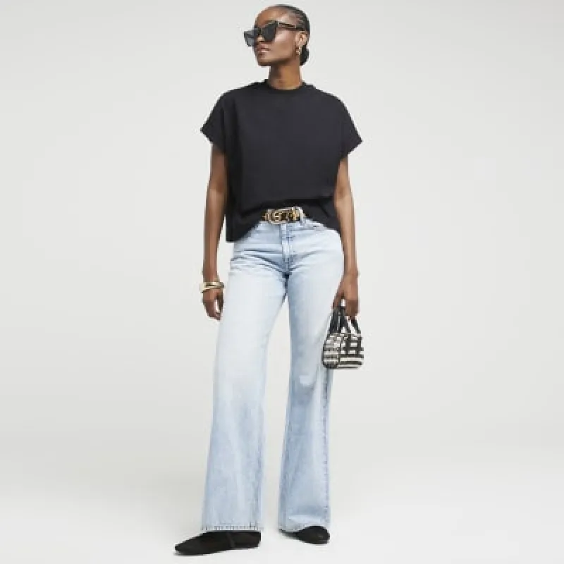 Black High Neck T-shirt sold by River Island