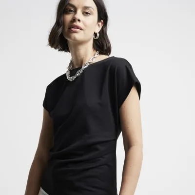 Black ruched side t-shirt sold by River Island