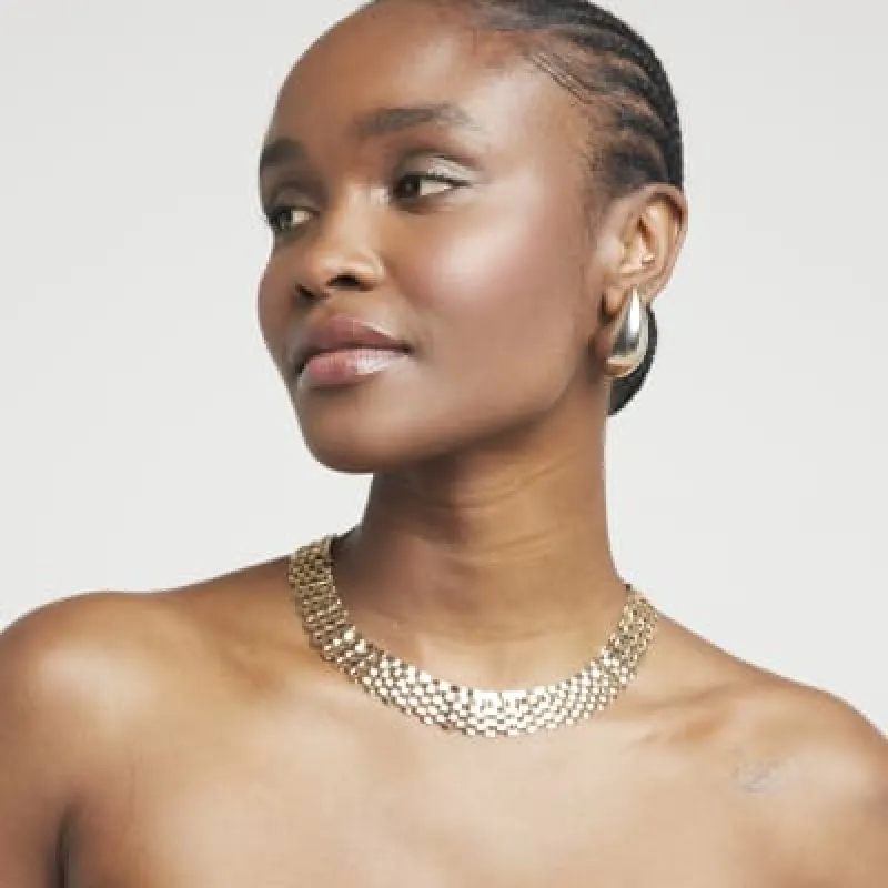 Gold Watch Strap Collar Necklace sold by River Island