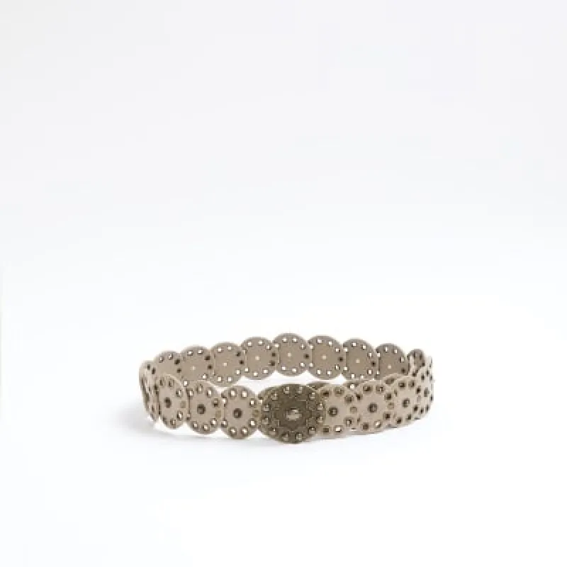 Beige Studded Disk Belt sold by River Island