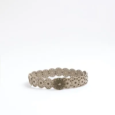 Beige Studded Disk Belt sold by River Island