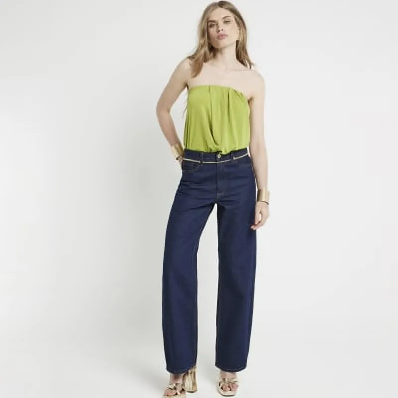 Green Drape Bandeau Bodysuit sold by River Island