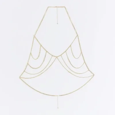 Gold Chain Bra Body Chain sold by River Island