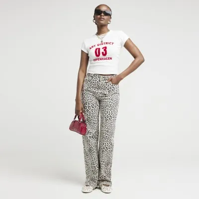 Cream Graphic Art District T-shirt sold by River Island