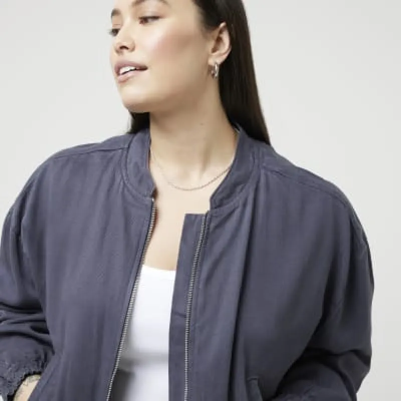 Plus navy lyocell casual bomber jacket sold by River Island