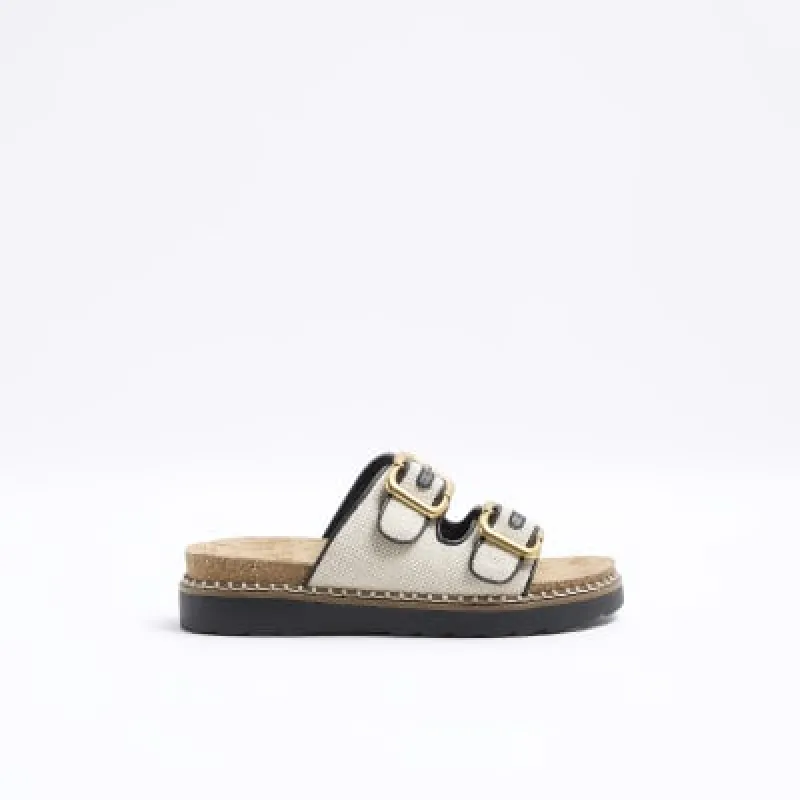 Beige Wide Fit Double Buckle Sandal sold by River Island