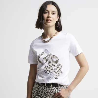 White graphic print t-shirt sold by River Island