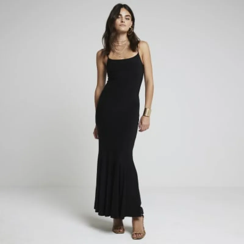 Black slinky bodycon maxi dress sold by River Island