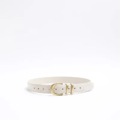 Cream double buckle belt sold by River Island
