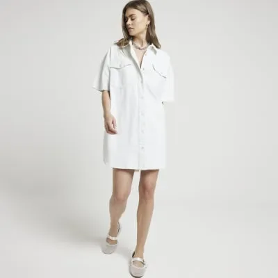 White denim mini shirt dress sold by River Island