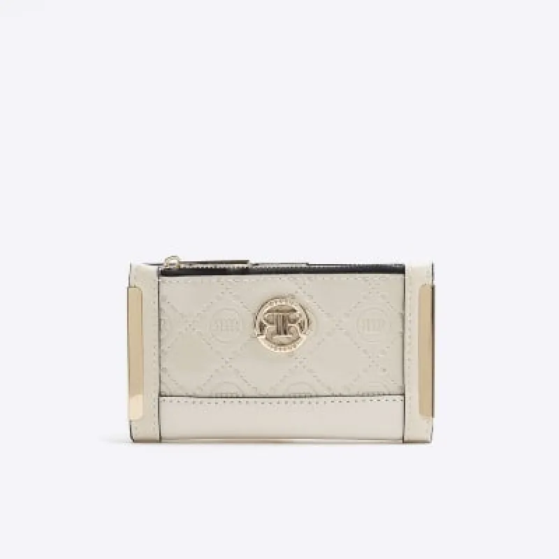 Cream embossed mini purse sold by River Island