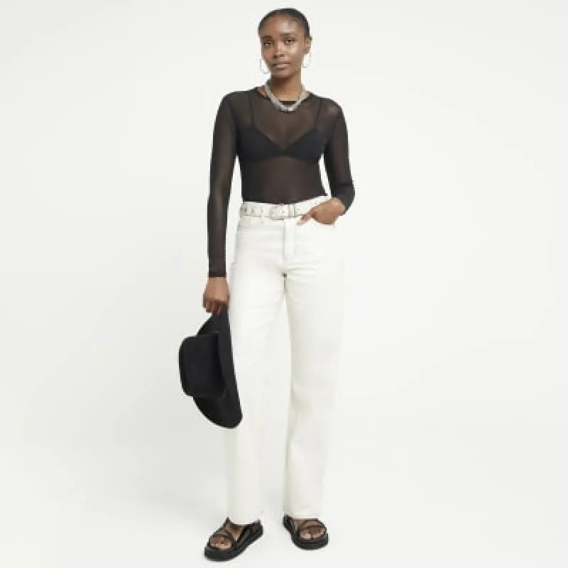 Black mesh sheer bodysuit sold by River Island