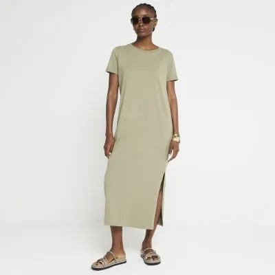Khaki t-shirt midi dress sold by River Island