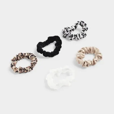 Brown leopard print scrunchie multipack sold by River Island