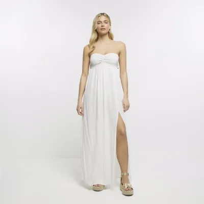 White beach bandeau split maxi dress sold by River Island