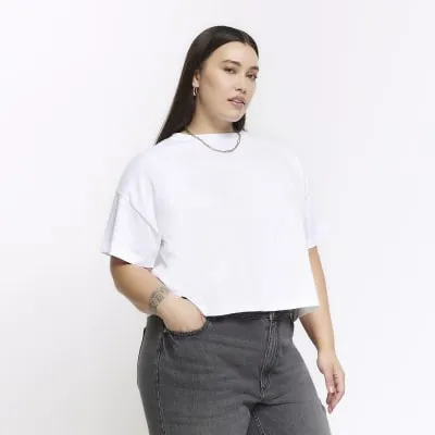 Plus white boxy cropped t-shirt sold by River Island