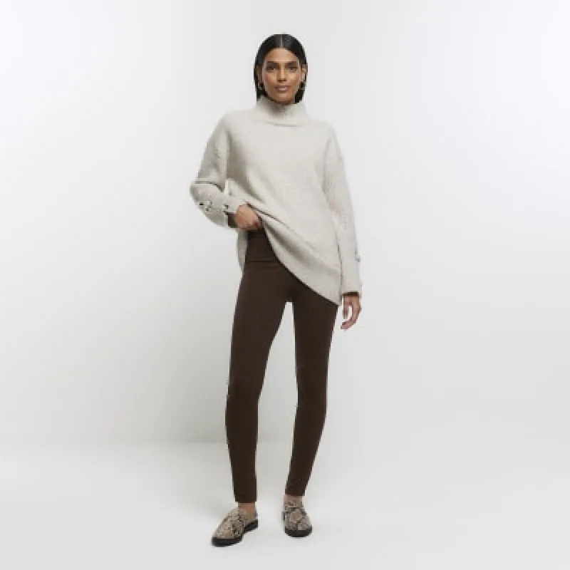 Brown high waisted leggings sold by River Island