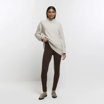 Brown high waisted leggings sold by River Island