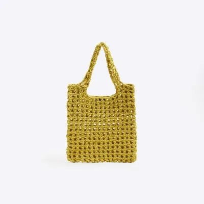 Yellow woven shopper bag sold by River Island